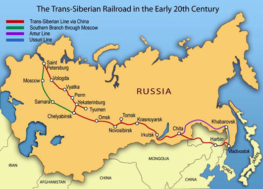 シベリア鉄道・路線図